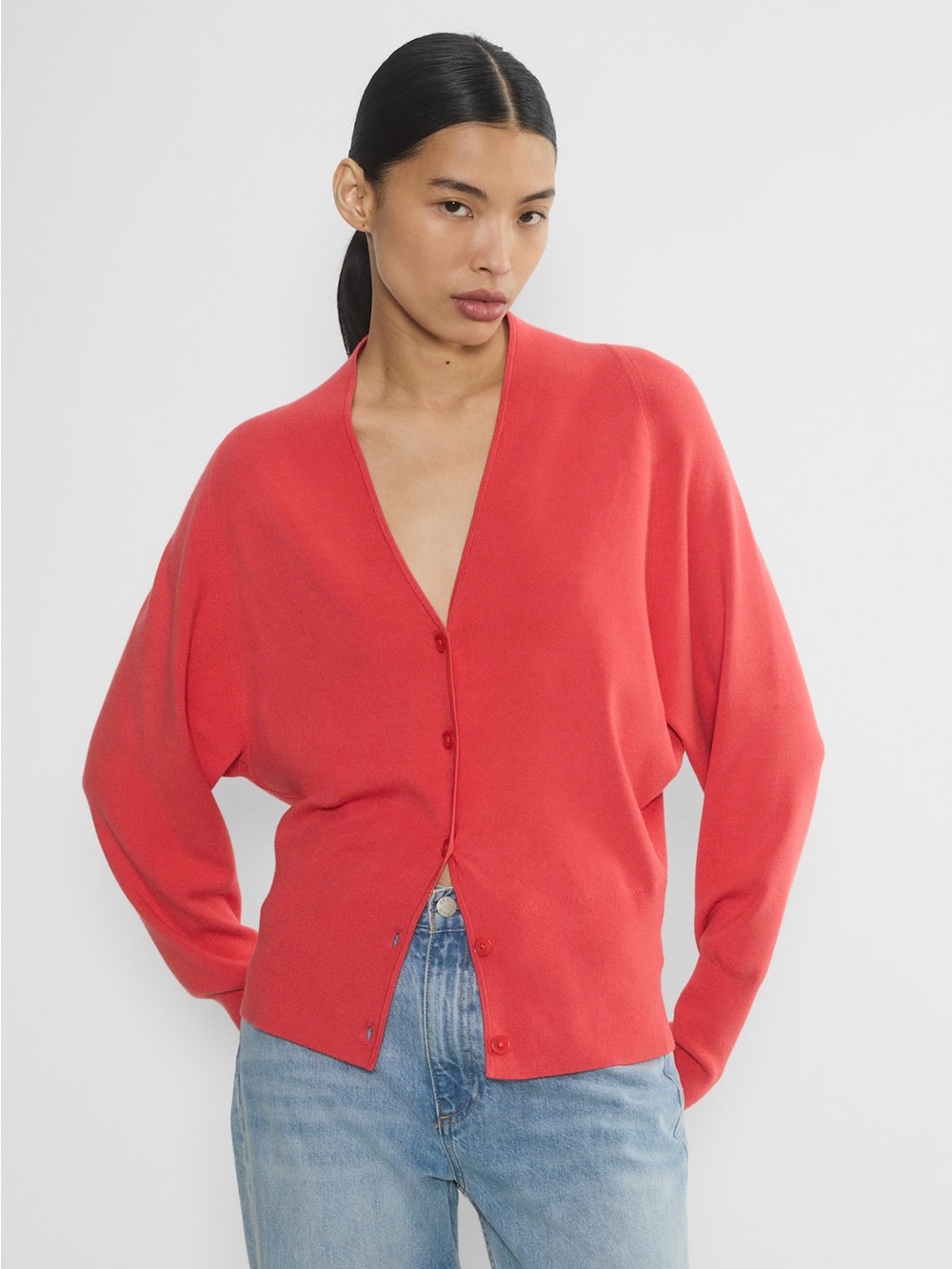 Babaton Clerical Cardigan Sweater Size Large Cherry Red Aritzia